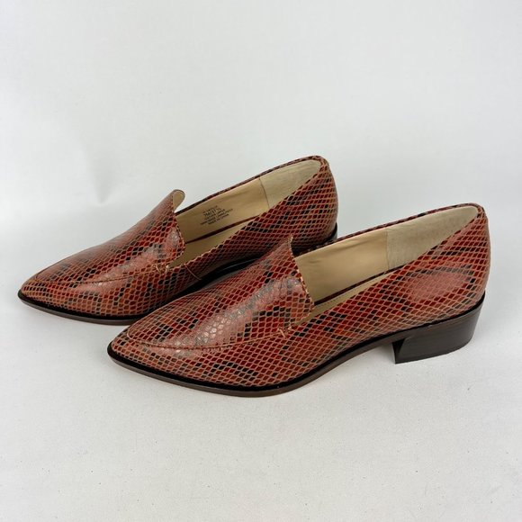 Vince Camuto Womens Satillie Brown Leather Snake Pointed Toe Loafer Shoes size 7 - Picture 3 of 16